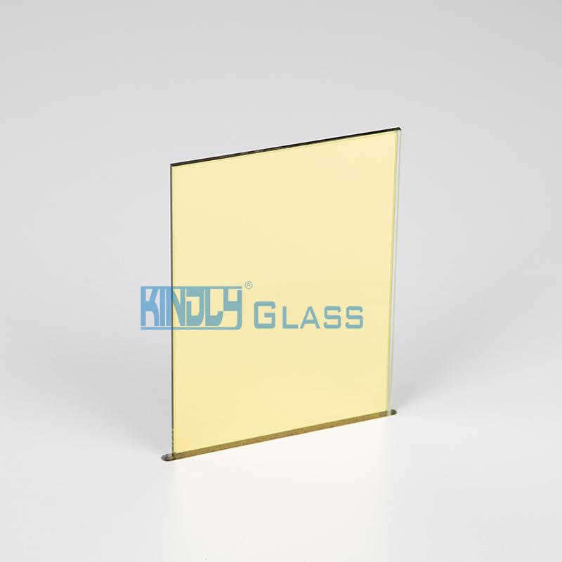 Espejo recubierto de cristal amarillo con vidrio transparente
